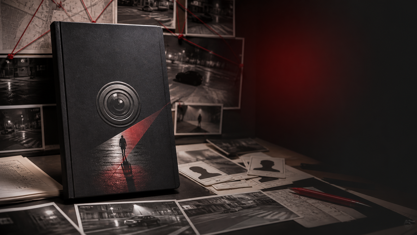 CCTV murder mystery case file book mockup